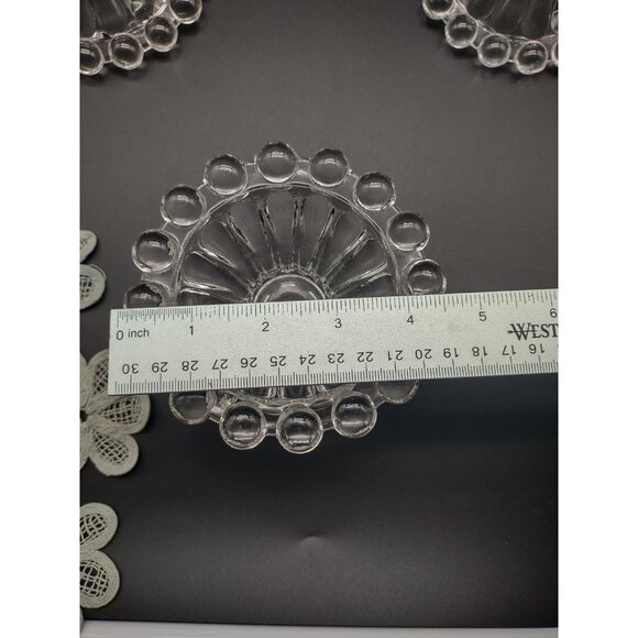 Vintage MCM Set 5 Anchor Hocking Boopie Bubble Clear Glass Candlestick Holders - Picture 10 of 16